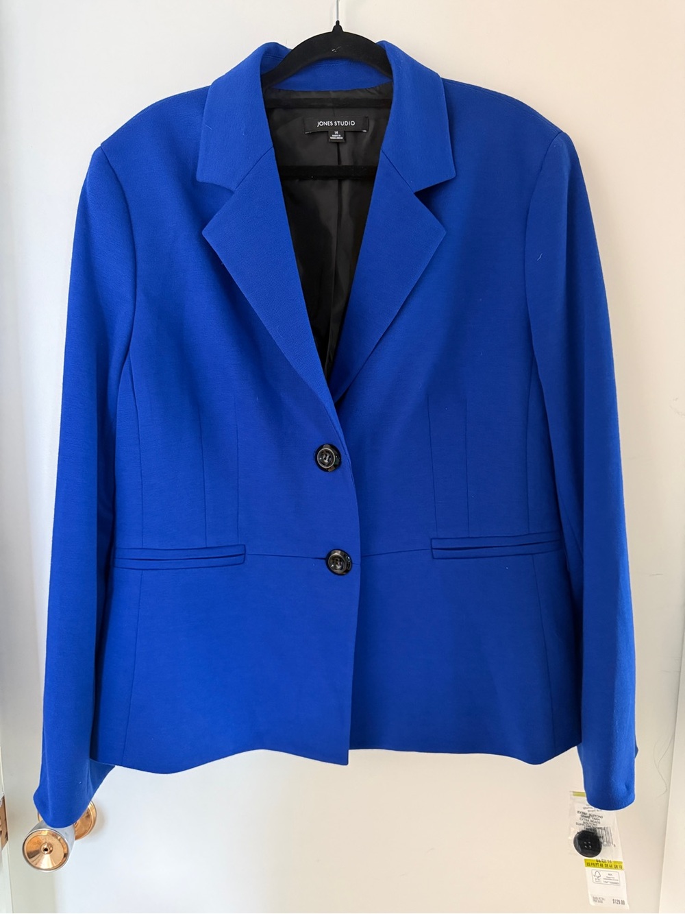 Jones Studio Bright Cobalt Blue Tailored Blazer Size 14 NWT Stretch